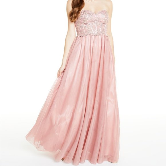 Blondie Nites Dresses & Skirts - Blondie Nites Juniors Size 0 Pink Strapless Mesh